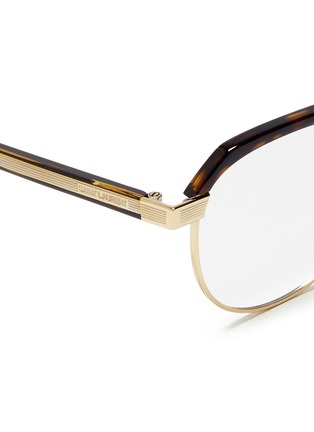 Detail View - Click To Enlarge - SAINT LAURENT - Tortoiseshell effect brow bar metal optical glasses