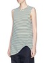 Front View - Click To Enlarge - BASSIKE - Stripe asymmetric organic cotton tank top