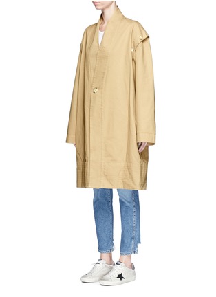 Front View - Click To Enlarge - BASSIKE - Detachable sleeve oversized cotton drill trench coat