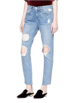 Front View - Click To Enlarge - FRAME - 'Le Garçon' distressed jeans