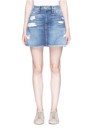 Main View - Click To Enlarge - FRAME - 'Le Mini' distressed raw edge denim skirt