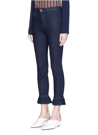 Front View - Click To Enlarge - J BRAND - 'Maude' ruffle cuff high rise raw jeans
