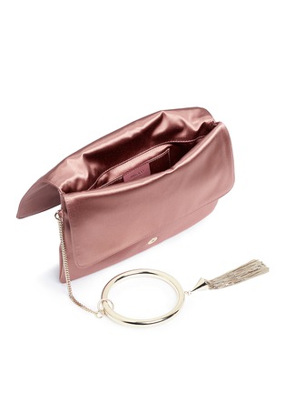 Detail View - Click To Enlarge - JIMMY CHOO - 'Charley' metal ring satin clutch