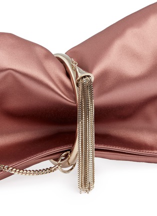 Detail View - Click To Enlarge - JIMMY CHOO - 'Charley' metal ring satin clutch