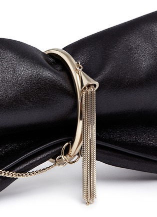 Detail View - Click To Enlarge - JIMMY CHOO - 'Charley' metal ring metallic leather clutch
