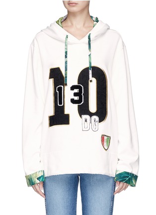 Main View - Click To Enlarge - - - Mix number and logo patch hoodie