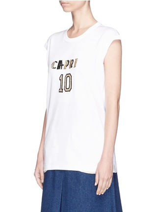 Front View - Click To Enlarge - - - 'Capri 10' embellished oversized sleeveless T-shirt