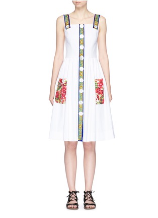 Main View - Click To Enlarge - - - Majolica print textured cotton blend dress