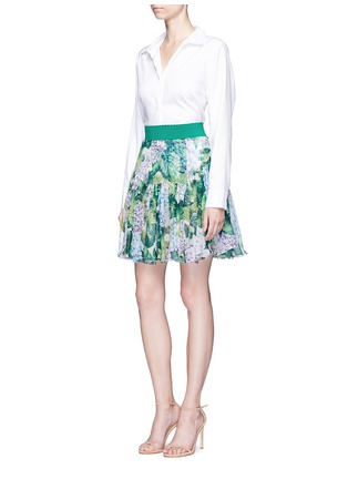 Figure View - Click To Enlarge - - - Hydrangea print ruffle chiffon mini skirt
