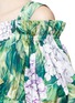 Detail View - Click To Enlarge - - - Hydrangea print ruffle cold shoulder poplin dress