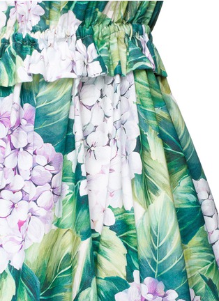 Detail View - Click To Enlarge - - - Hydrangea print ruffle cold shoulder poplin dress