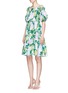 Figure View - Click To Enlarge - - - Hydrangea print ruffle cold shoulder poplin dress