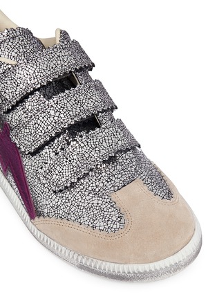 Detail View - Click To Enlarge - ISABEL MARANT - 'Beth' thunderbolt patch metallic leather sneakers