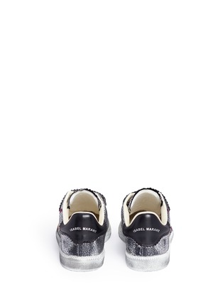 Back View - Click To Enlarge - ISABEL MARANT - 'Beth' thunderbolt patch metallic leather sneakers