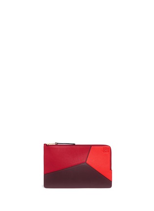 Main View - Click To Enlarge - LOEWE - 'Puzzle' colourblock calfskin leather flat pouch