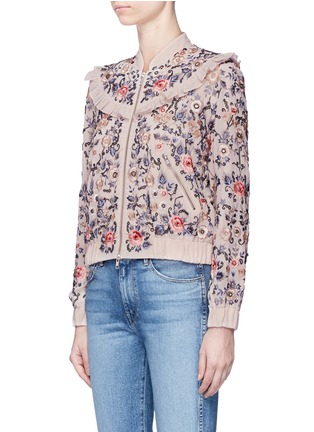 Front View - Click To Enlarge - NEEDLE & THREAD - 'Whisper' floral embellished bomber jacket