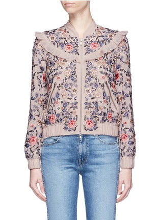 Main View - Click To Enlarge - NEEDLE & THREAD - 'Whisper' floral embellished bomber jacket