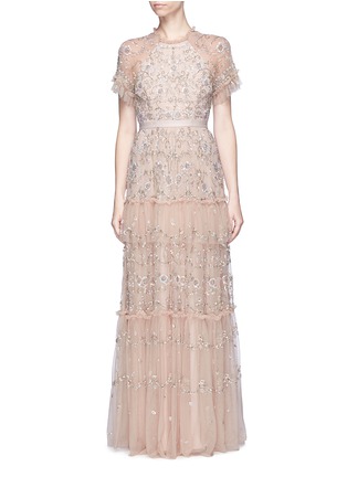 Main View - Click To Enlarge - NEEDLE & THREAD - 'Constellation' floral embellished lace gown