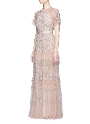 Figure View - Click To Enlarge - NEEDLE & THREAD - 'Constellation' floral embellished lace gown
