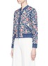Front View - Click To Enlarge - NEEDLE & THREAD - 'Sundaze' floral embellished denim bomber jacket