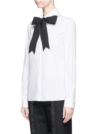 Front View - Click To Enlarge - - - Grosgrain pussybow poplin shirt