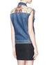 Back View - Click To Enlarge - - - Mixed jewelled button brocade yoke denim vest