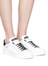 Figure View - Click To Enlarge - - - Heartbeat embroidered leather sneakers