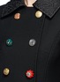Detail View - Click To Enlarge - - - Jewelled button leopard jacquard collar peacoat