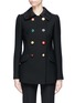 Main View - Click To Enlarge - - - Jewelled button leopard jacquard collar peacoat