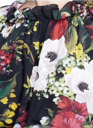 Detail View - Click To Enlarge - - - Floral print smocked silk crepe top