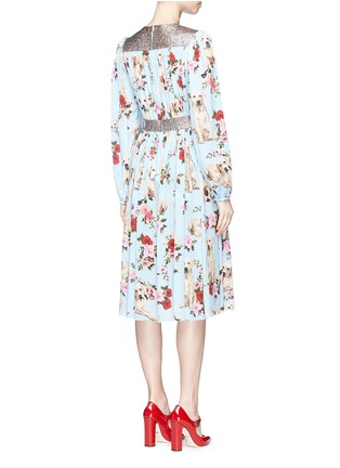 Back View - Click To Enlarge - - - Dog and rose print crepe de Chine dress
