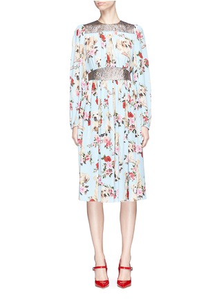 Main View - Click To Enlarge - - - Dog and rose print crepe de Chine dress