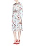 Figure View - Click To Enlarge - - - Dog and rose print crepe de Chine dress