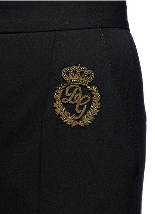 Detail View - Click To Enlarge - - - Bullion patch virgin wool blend cropped suiting pants
