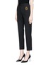 Front View - Click To Enlarge - - - Bullion patch virgin wool blend cropped suiting pants
