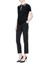 Figure View - Click To Enlarge - - - Bullion patch virgin wool blend cropped suiting pants