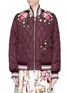 Main View - Click To Enlarge - - - Mixed button floral embroidered bomber jacket