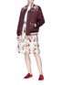 Figure View - Click To Enlarge - - - Mixed button floral embroidered bomber jacket