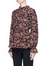 Front View - Click To Enlarge - - - Floral print smocked silk crepe top