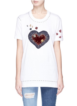 Main View - Click To Enlarge - - - Mixed button heart patch T-shirt