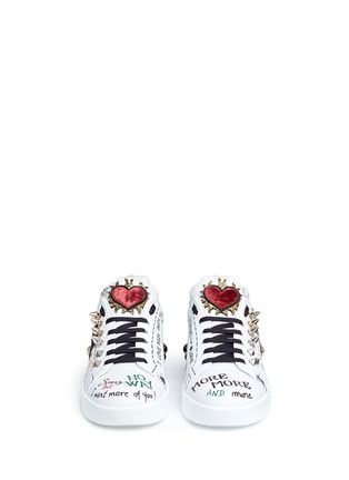 Front View - Click To Enlarge - - - Stud graffiti print leather sneakers