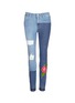 Main View - Click To Enlarge - - - Cross stitch floral distressed patchwork jeans