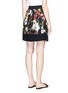 Back View - Click To Enlarge - - - Floral print pleated crepe de Chine skirt