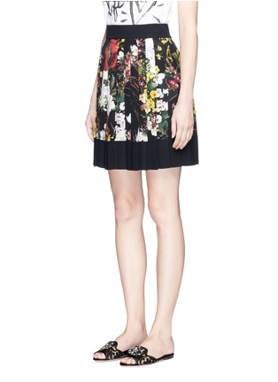 Front View - Click To Enlarge - - - Floral print pleated crepe de Chine skirt