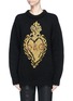 Main View - Click To Enlarge - - - Jewelled logo patch heart intarsia oversized sweater
