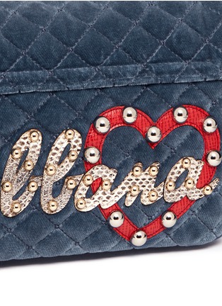  - - - 'Lucia' stud logo patch quilted velvet shoulder bag