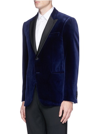 Front View - Click To Enlarge - ARMANI COLLEZIONI - 'Metropolitan' velvet tuxedo blazer