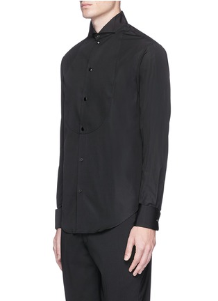 Front View - Click To Enlarge - ARMANI COLLEZIONI - Ribbed bib tuxedo shirt