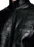 Detail View - Click To Enlarge - ARMANI COLLEZIONI - Shearling lining croc-embossed leather jacket