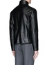 Back View - Click To Enlarge - ARMANI COLLEZIONI - Shearling lining croc-embossed leather jacket